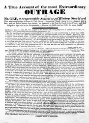Un relato verdadero del ultraje más extraordinario a Mr. Gee, 1834